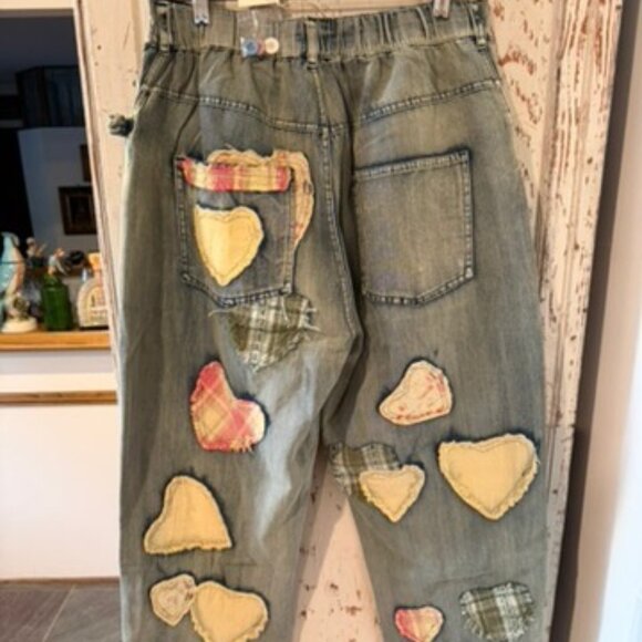 BLUE VELVET HEART PATCHWORK JEAN - Picture 11 of 15